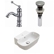 AMERICAN IMAGINATIONS 16.34-in. W Wall Mount White Vessel Set For 1 Hole Center Faucet AI-33569